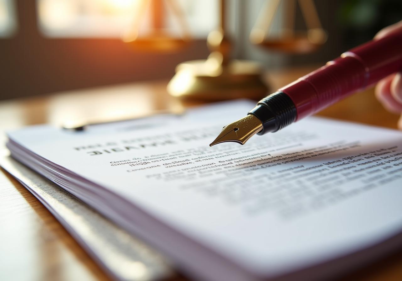 Reliure de documents juridiques et sceau sur un bureau parisien moderne